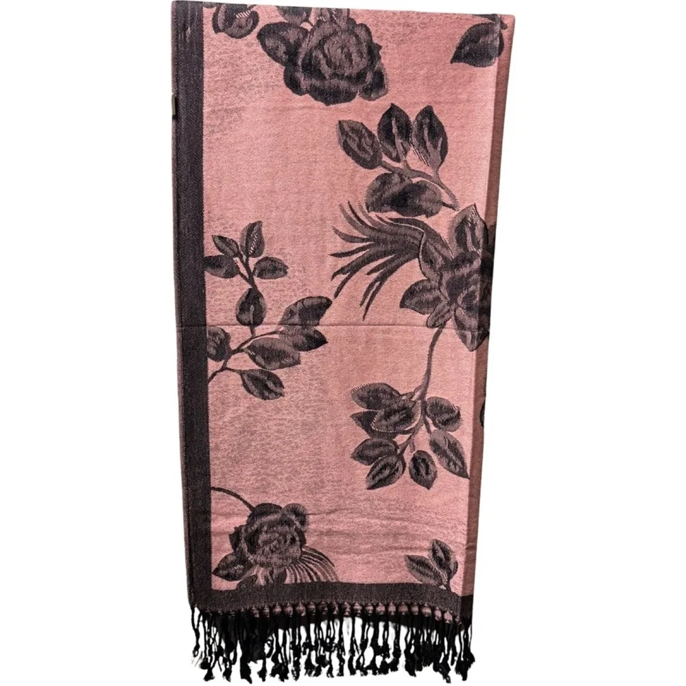 Pashmina Silk Floral Shawl/ Scarf/ Wrap NEW